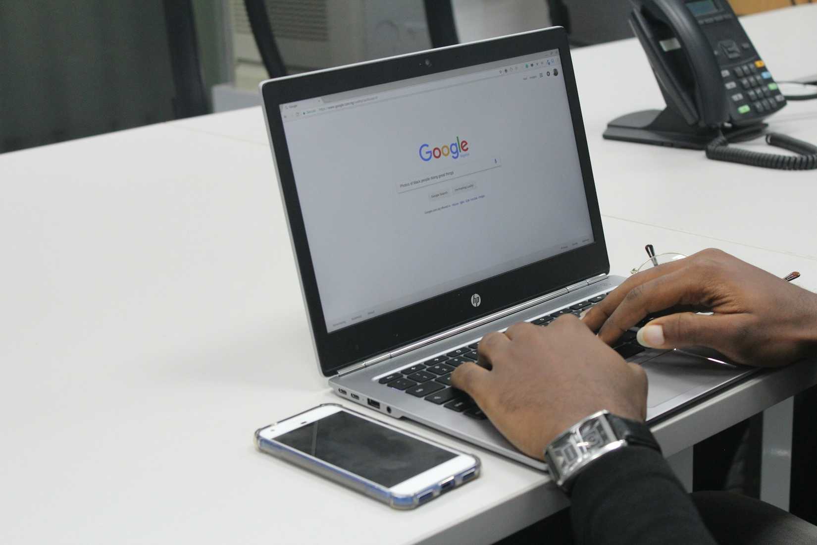 Using the internet on a laptop