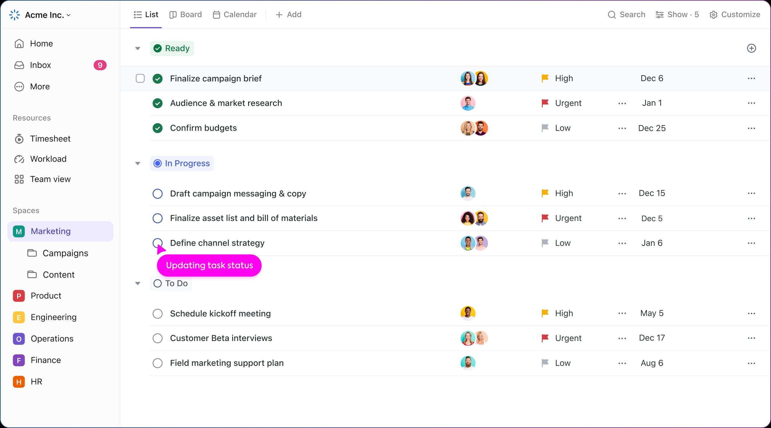 ClickUp project management