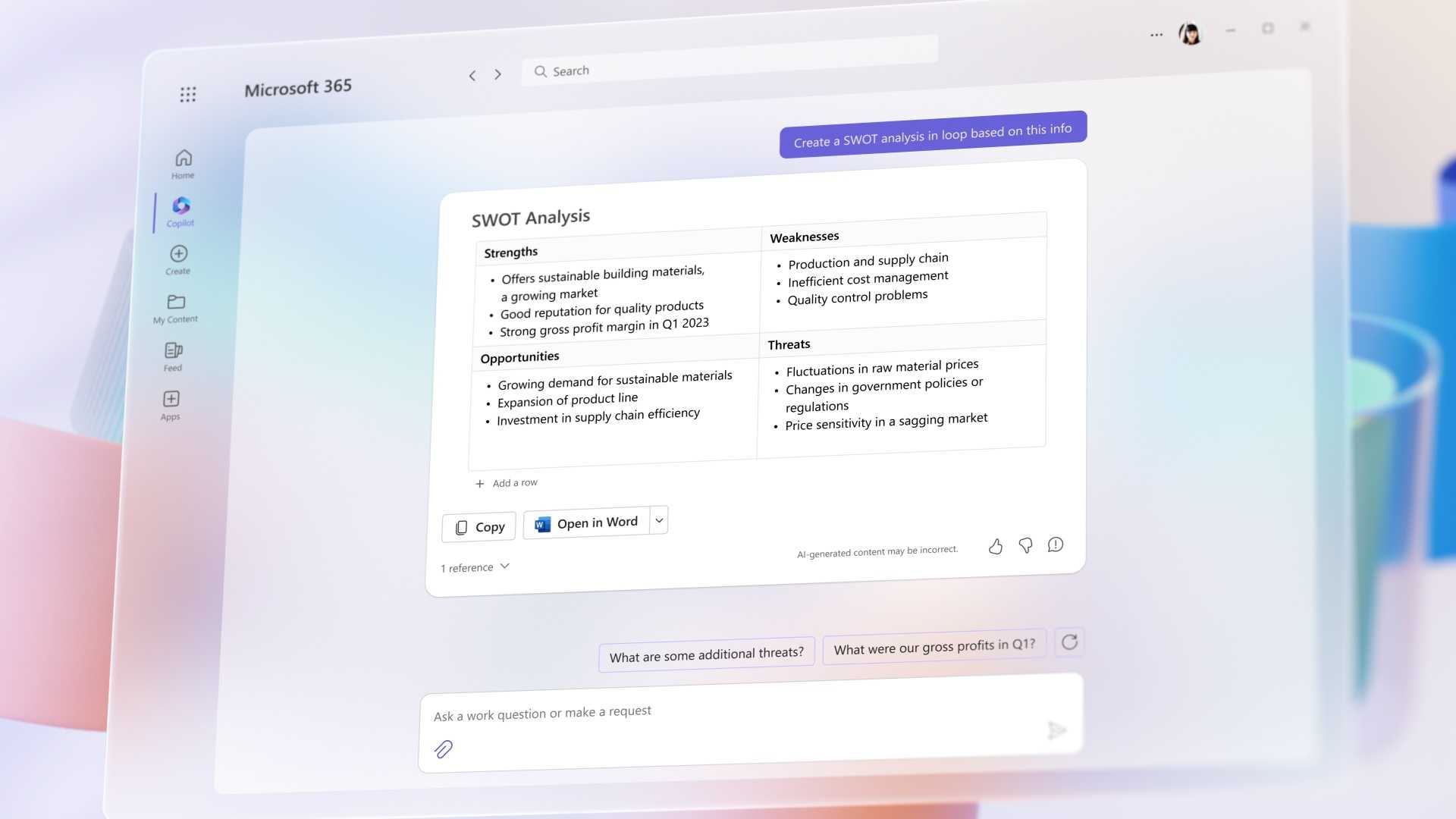 Screenshot showing Copilot in Microsoft 365