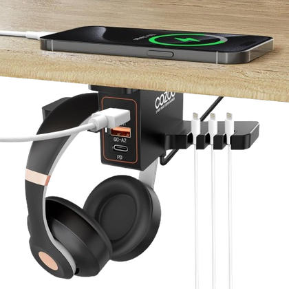An image showing the render of the COZOO Headphone Stand with USB Charger.