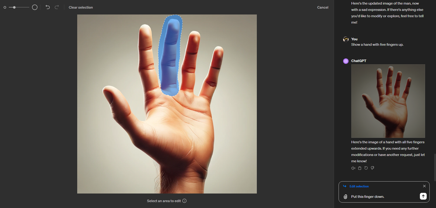 Asking for a finger to be put down