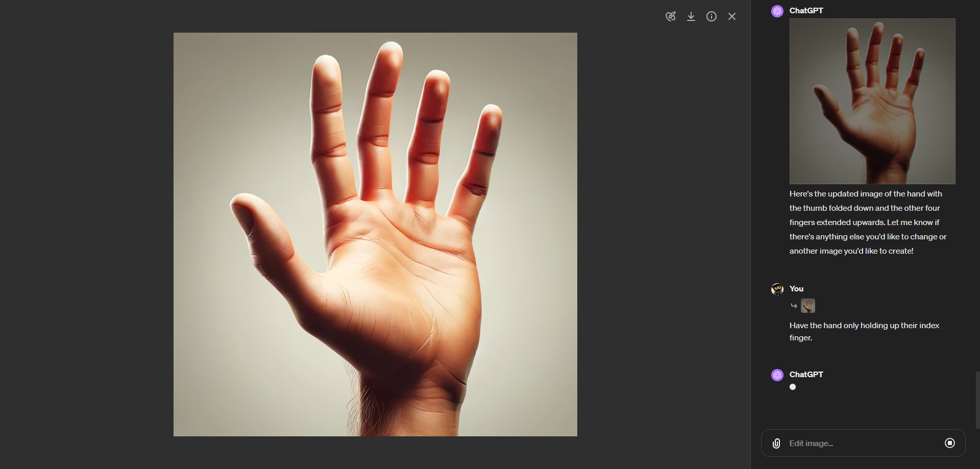 Asking for only the index finger to be up