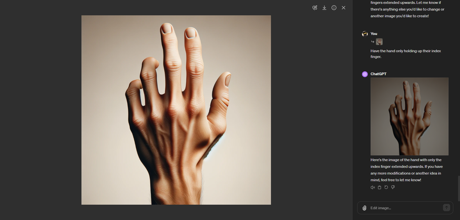 The result of the index finger request