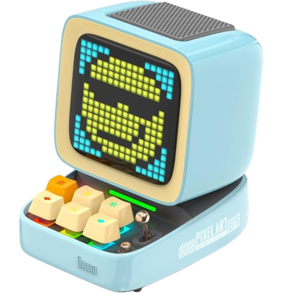 An image showing the render of the Divoom Ditoo Retro Pixel Art Game speaker in blue color.