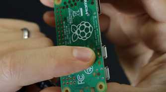 An image showing a person pointing the ports on the Raspberry Pi.