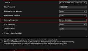 A screenshot showing the highlighted memory frequency dropdown in Asus motherboard BIOS.