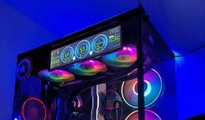 An image showing an LED screen installed on a PC case.