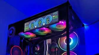 An image showing an LED screen installed on a PC case.