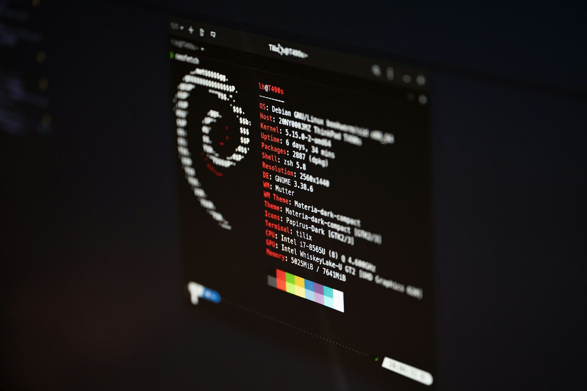 Debian Linux terminal window