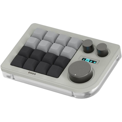 An image showing a render of the Megalodon Triple Knob macropad.