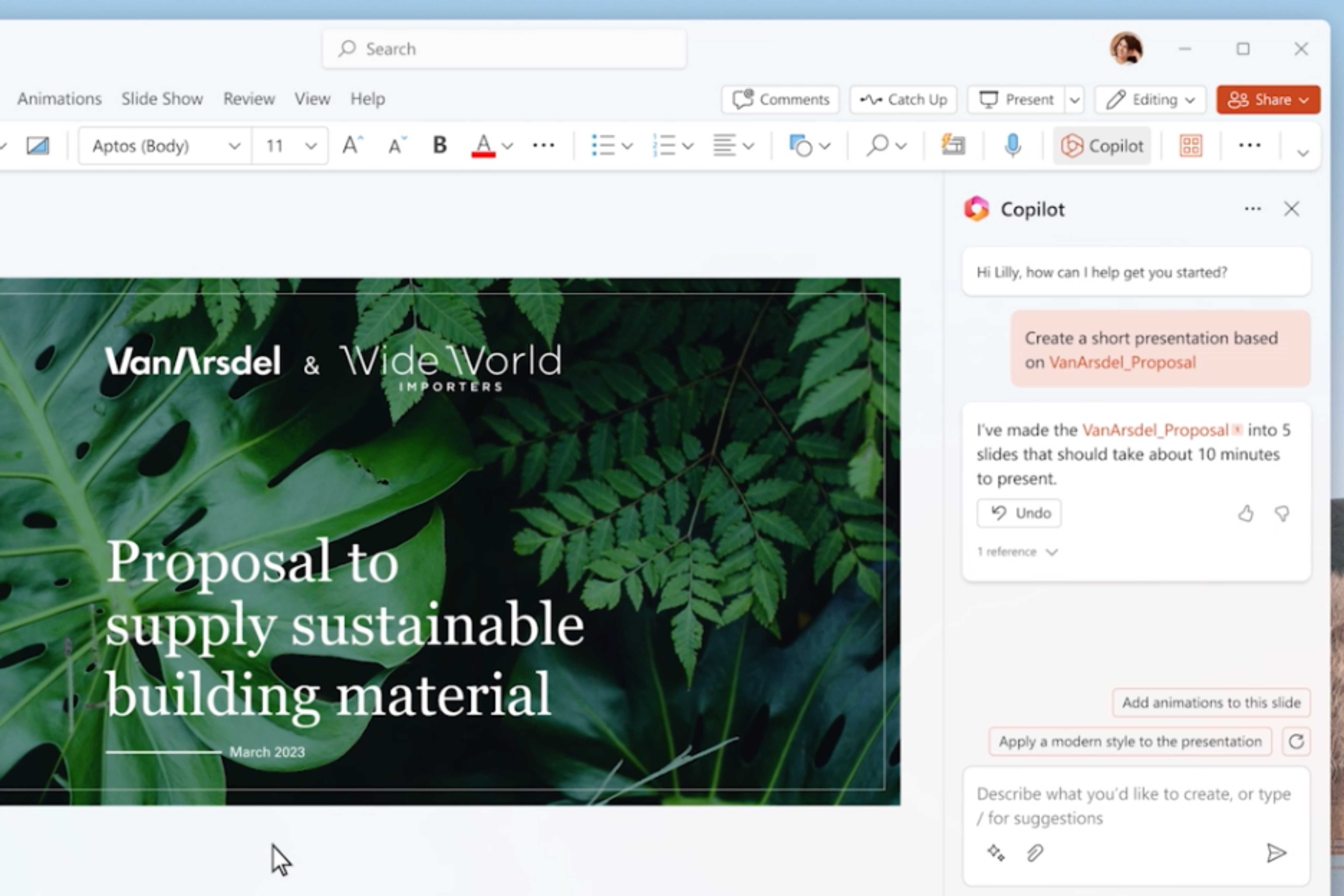 Creating a Powerpoint from a Word document.