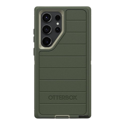 An image showing the render of the OtterBox Defender case for Samsung Galaxy S23 Ultra in green color.