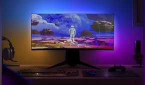 An image showing a gaming monitor with Philips Hue Play Gradient light strip.