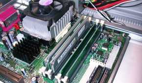An image showing RDRAM modules installed on an old system.