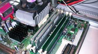 An image showing RDRAM modules installed on an old system.
