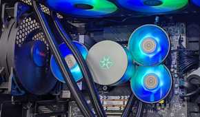 An image showing the SilverStone IceMyst 240 AIO liquid cooler installed inside a PC case.