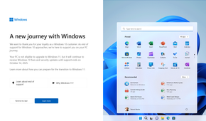 Screenshot showing Windows 11 upgrade ads in Windows 10