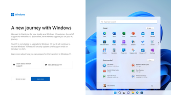 Screenshot showing Windows 11 upgrade ads in Windows 10