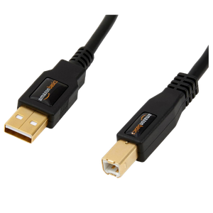A transparent render of the Amazon Basics USB-A to USB-B 2.0 Cable
