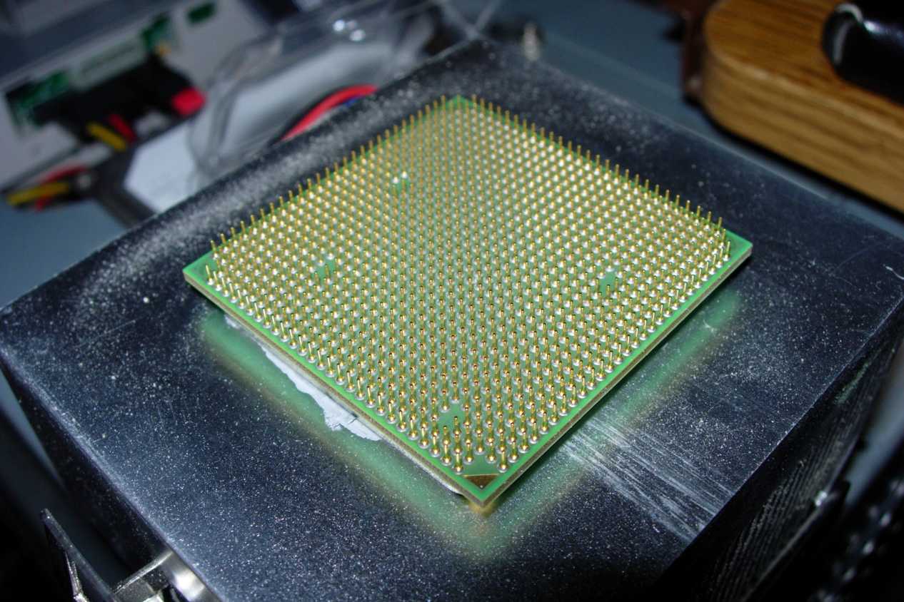 Close up of the pins of AMD Athlon 64 3000+