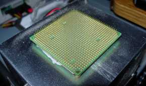 Close up of the pins of AMD Athlon 64 3000+