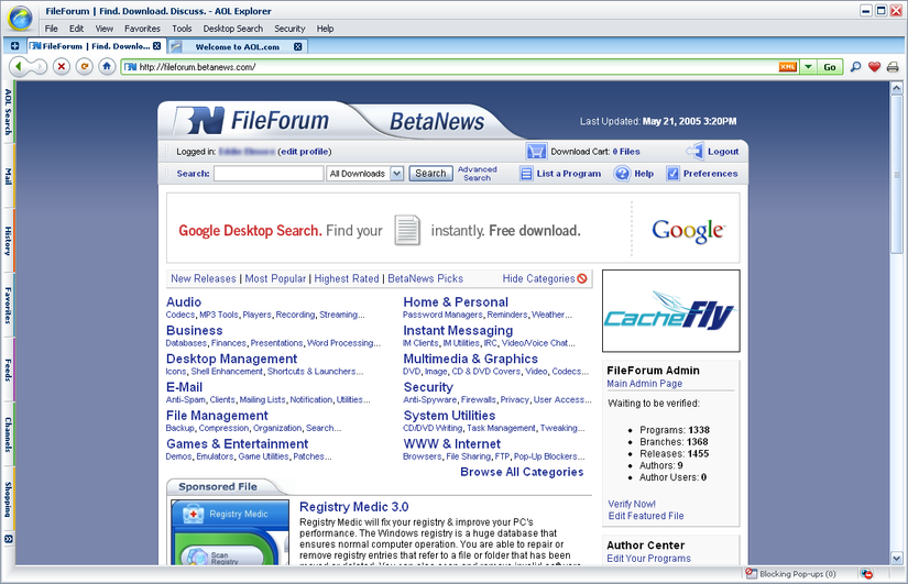 AOL Explorer browser displaying a webpage