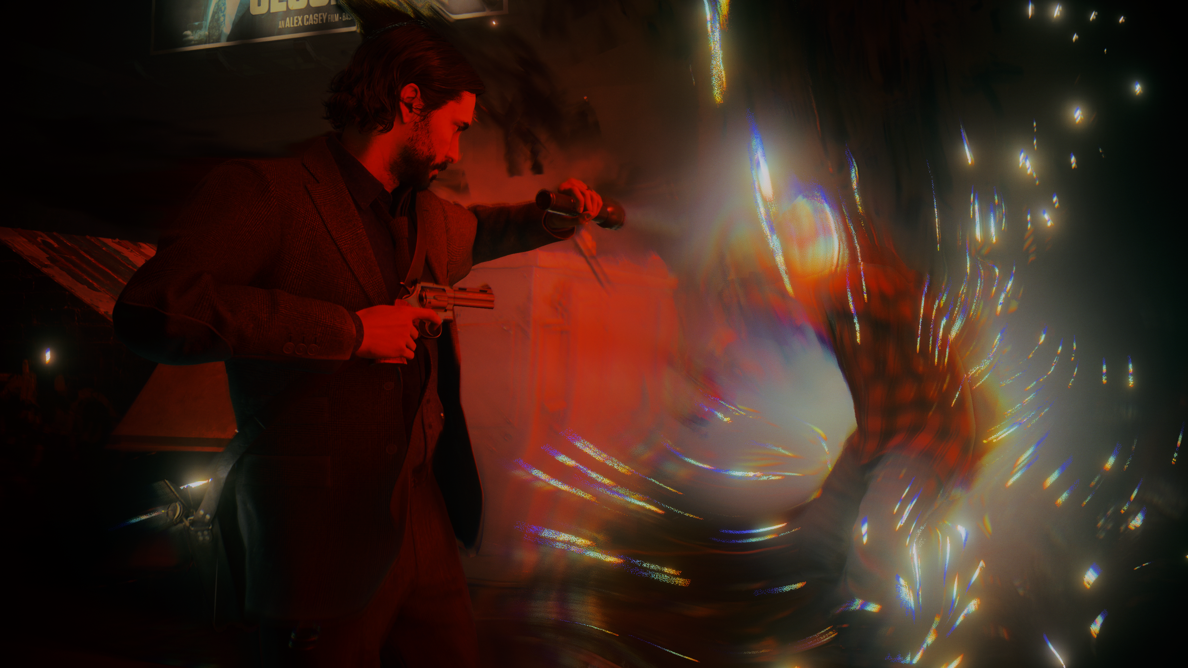alan wake 2 fighting darkness with flashlight