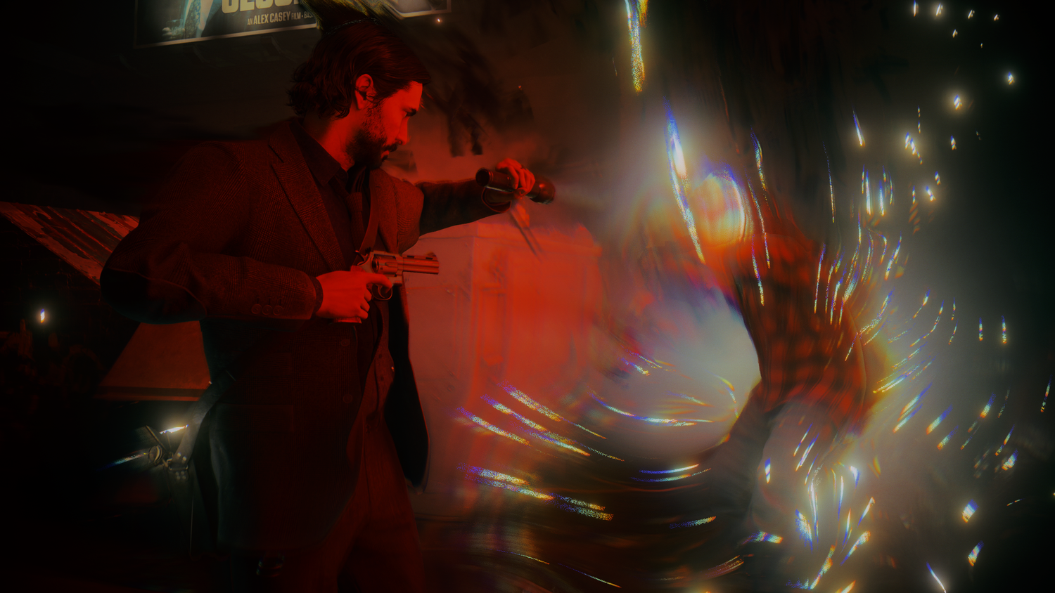 alan wake 2 fighting darkness with flashlight