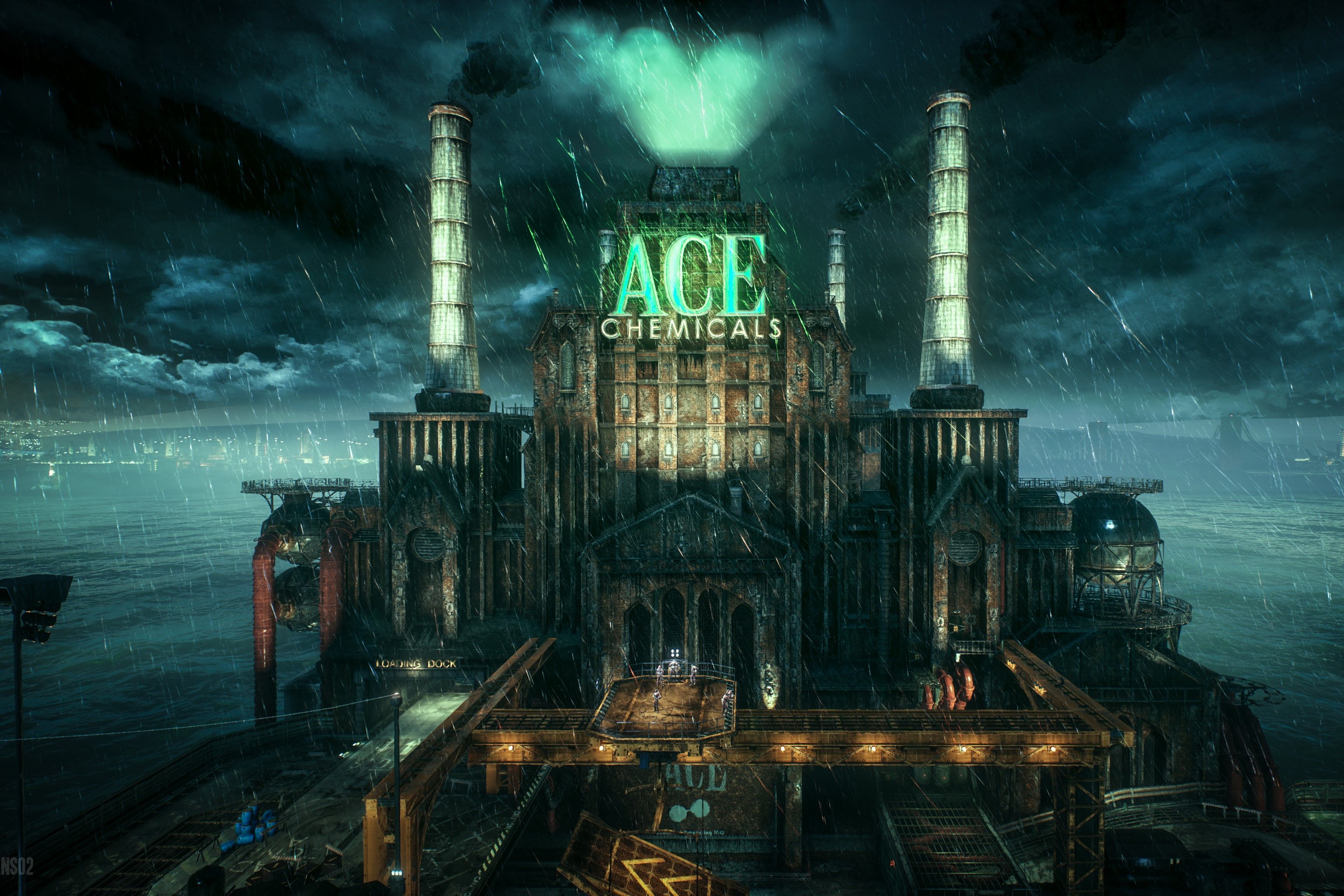 Screenshot of Batman Arkham Knight showing Gotham city building