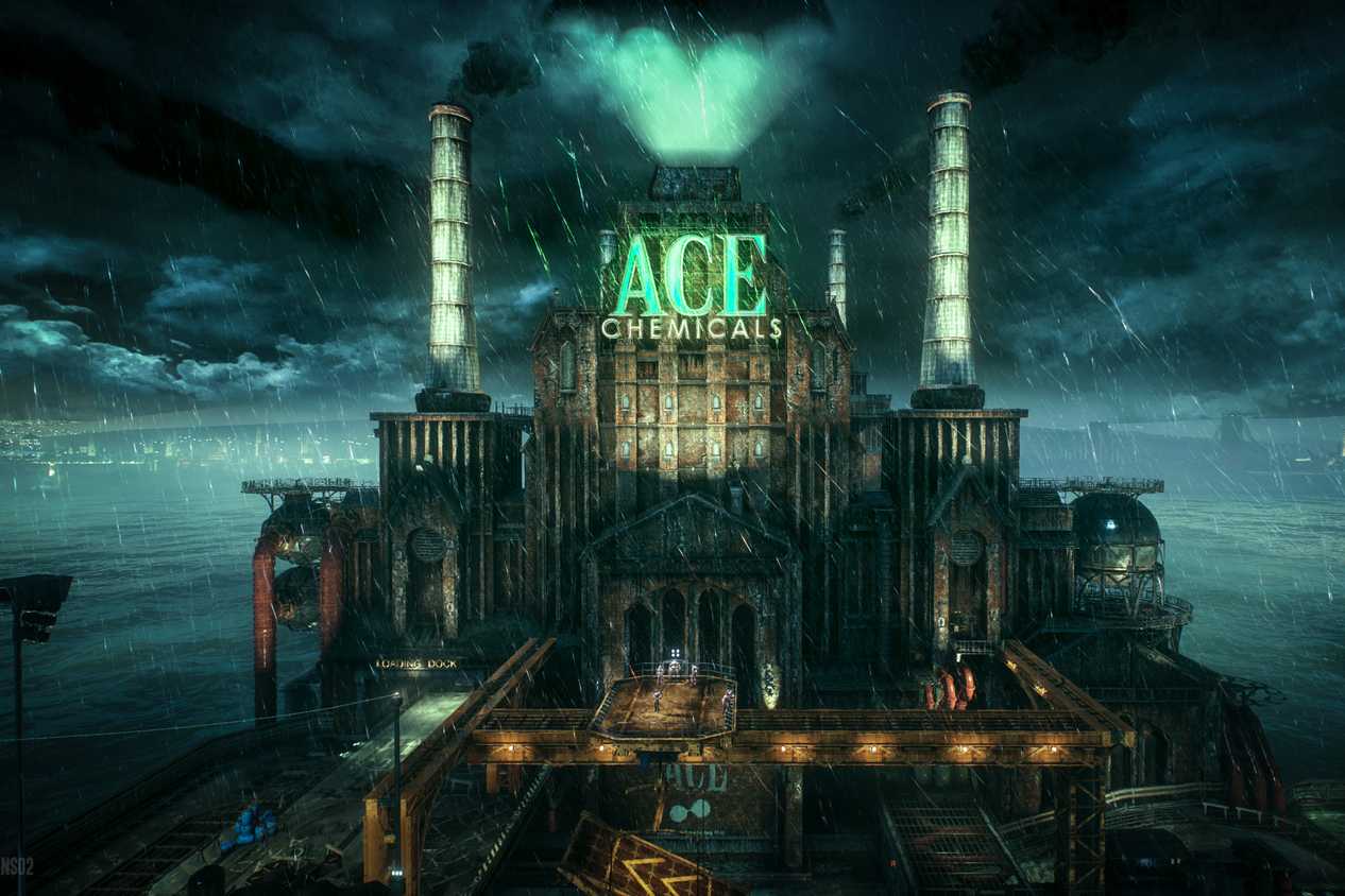 Screenshot of Batman Arkham Knight showing Gotham city building