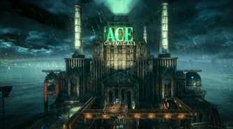 Screenshot of Batman Arkham Knight showing Gotham city building
