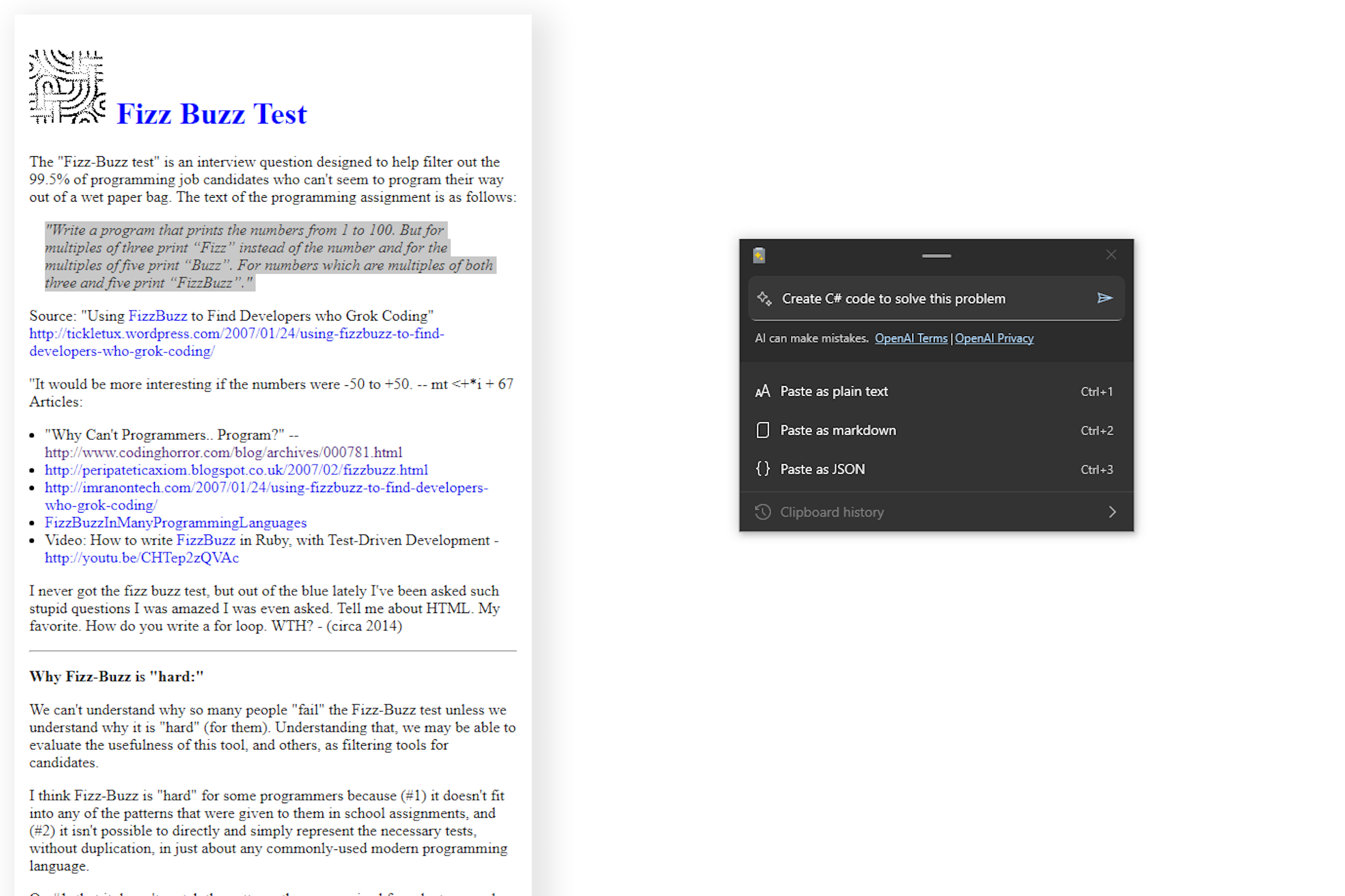 Feeding the code description into ChatGPT