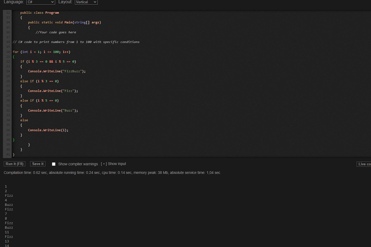 Testing the code