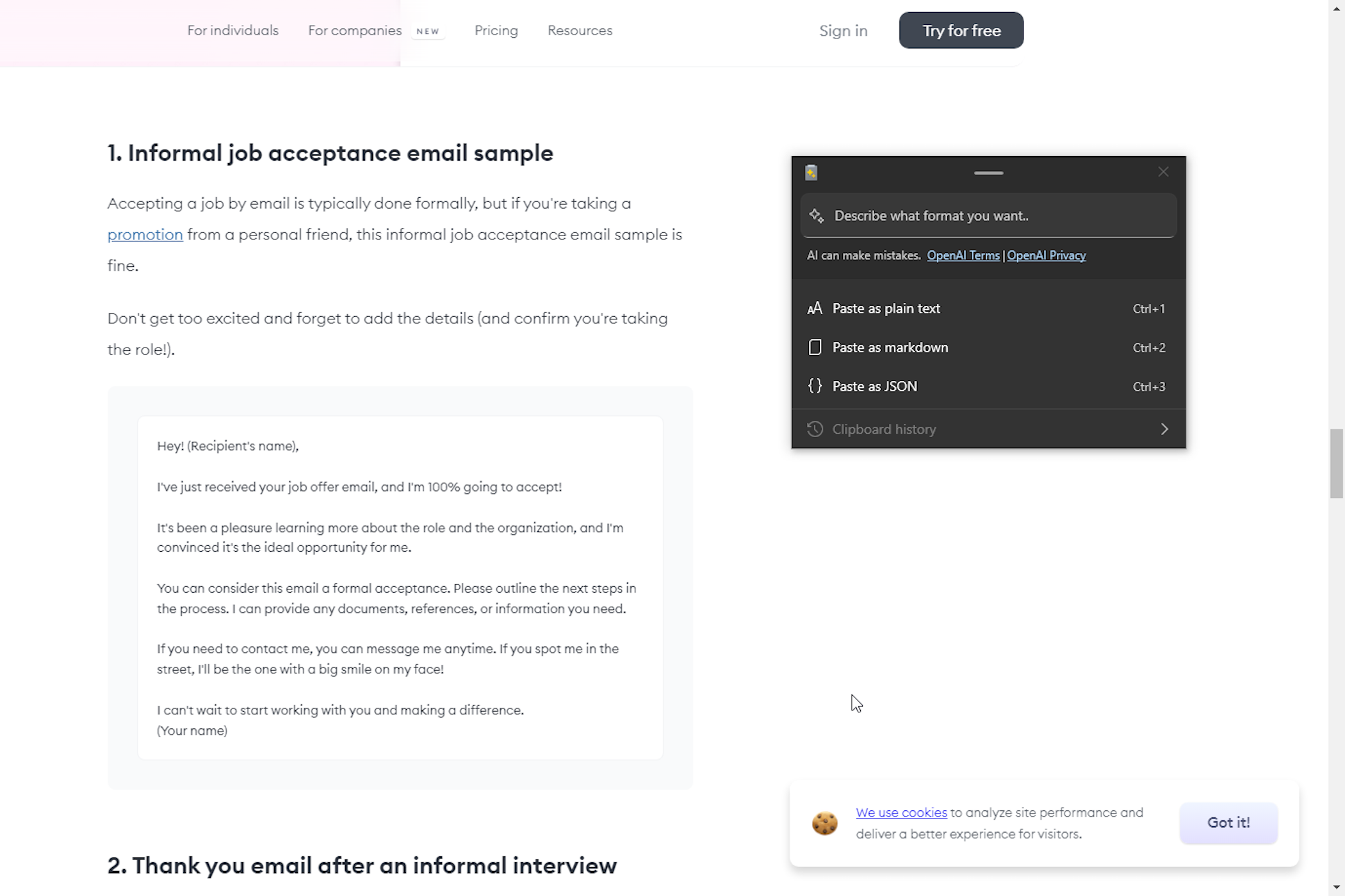 An example email