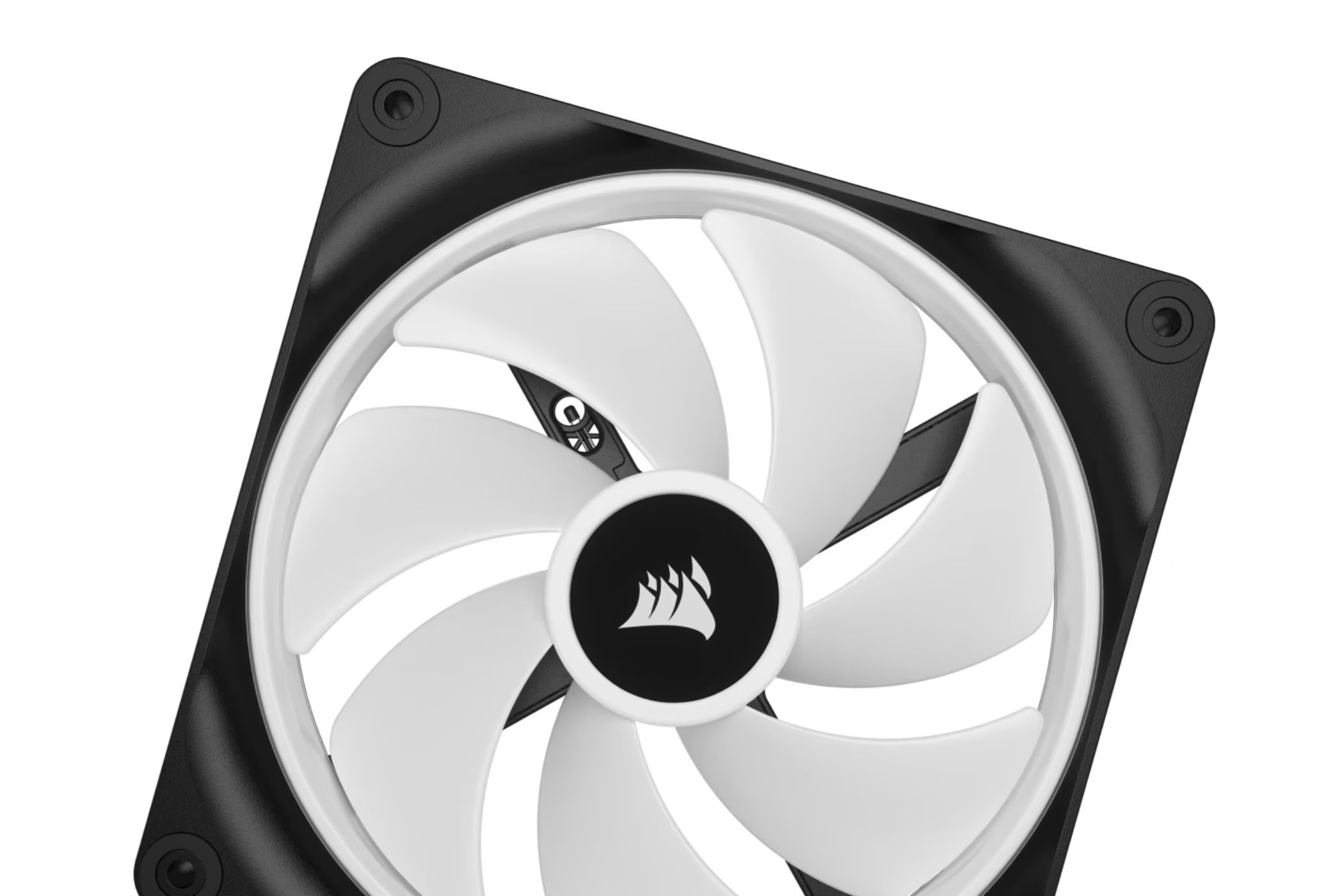 An image showing the Corsair iCUE LINK QX140 fan over a white background.