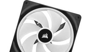 An image showing the Corsair iCUE LINK QX140 fan over a white background.
