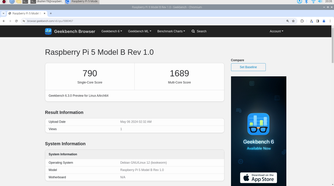 Raspberry Pi 5 Geekbench 6 score