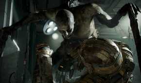 Screenshot from Dead Space 2023 showing a necromorph attacking Isaac