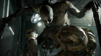 Screenshot from Dead Space 2023 showing a necromorph attacking Isaac