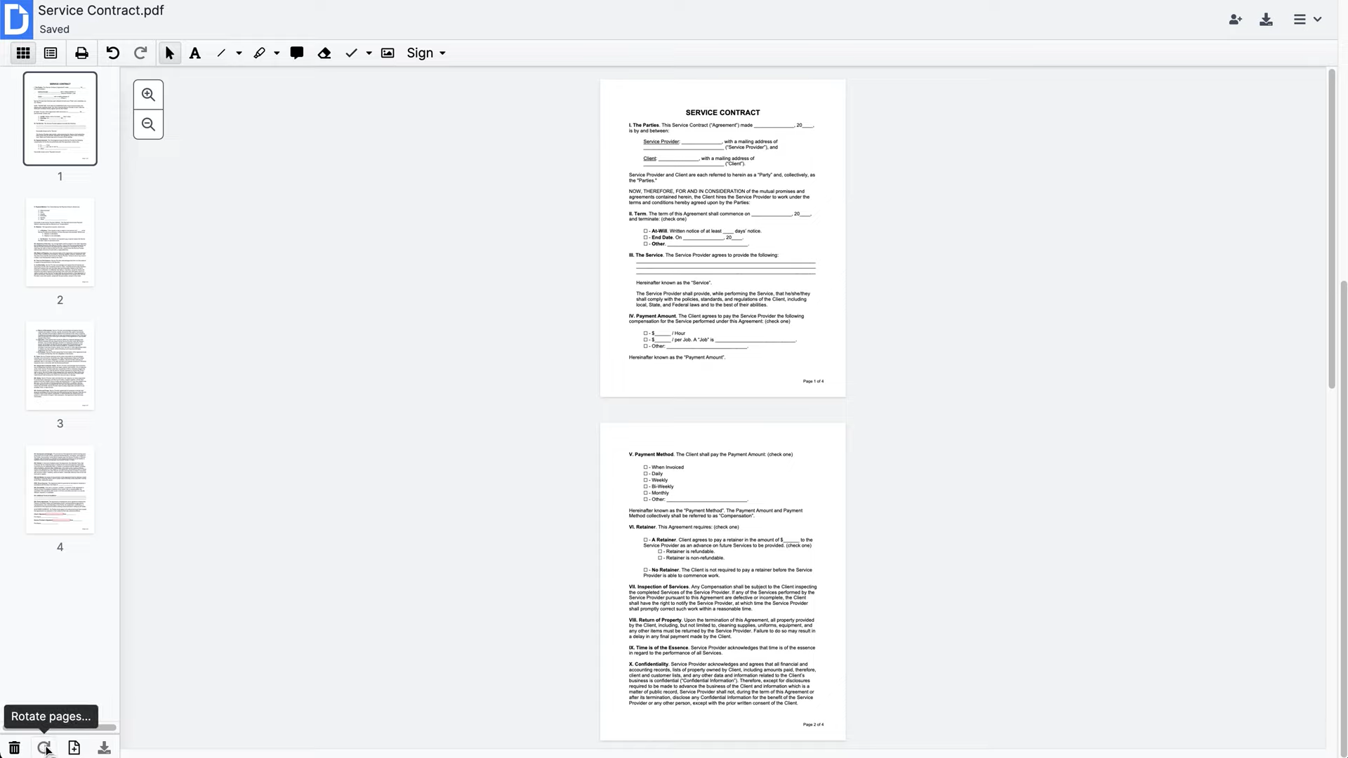 dochub pdf tutorial rotate pages