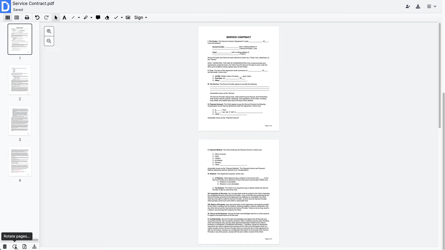 dochub pdf tutorial rotate pages