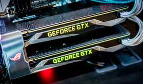 Close-up of dual GTX 1080 in SLI
