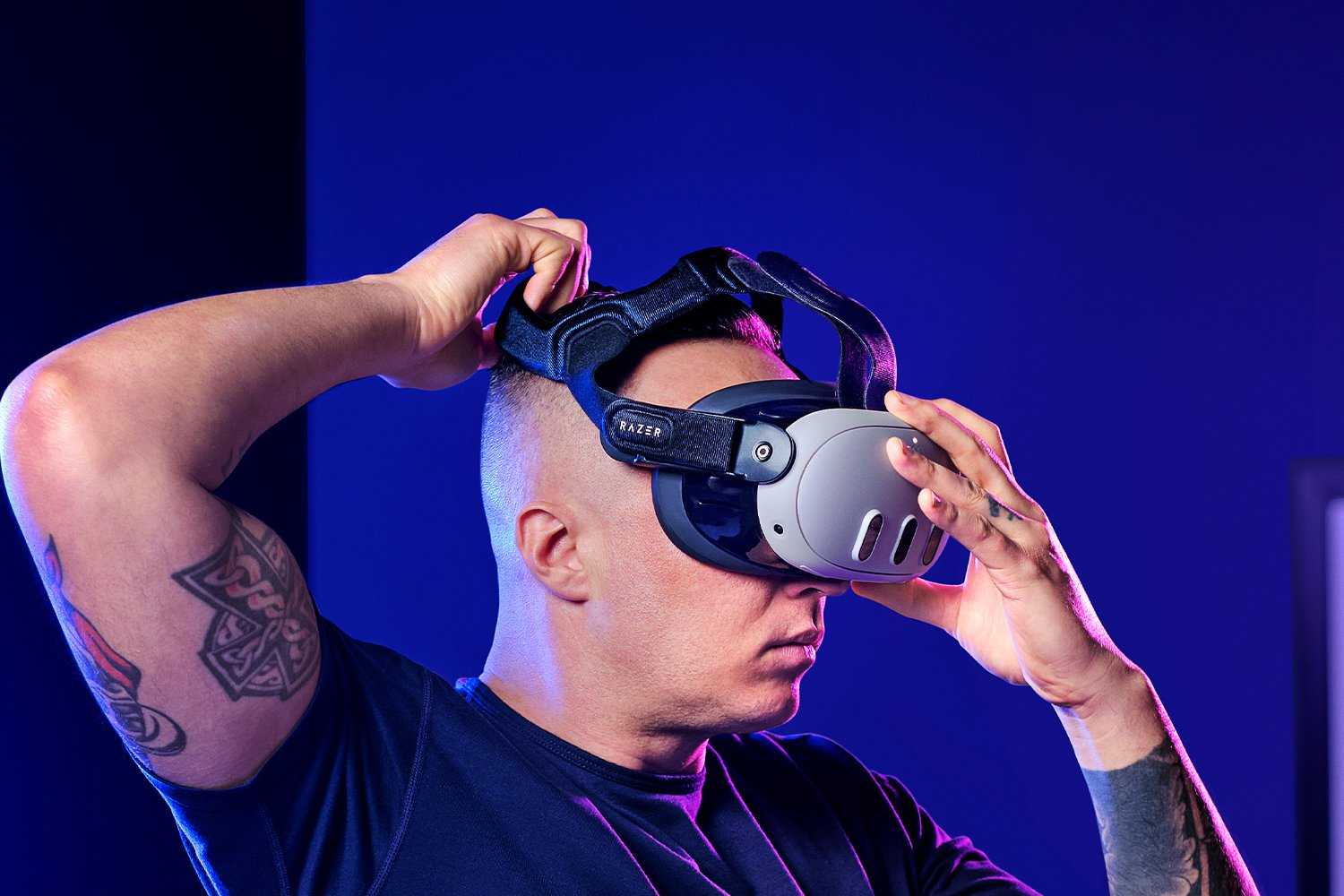 Person putting on VR headset