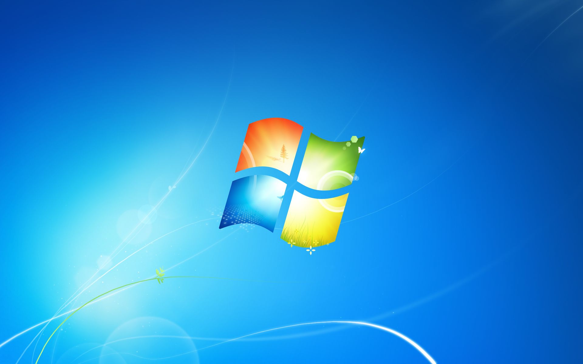 Windows 7 logo over a blue background