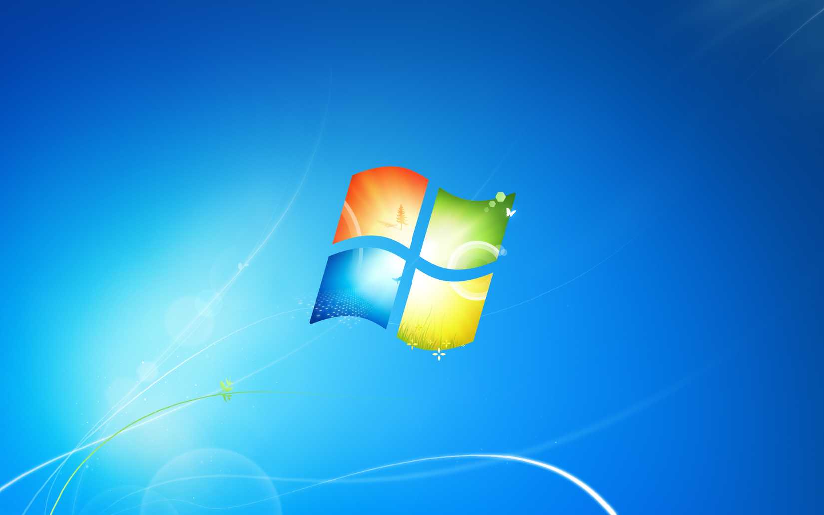 Windows 7 logo over a blue background
