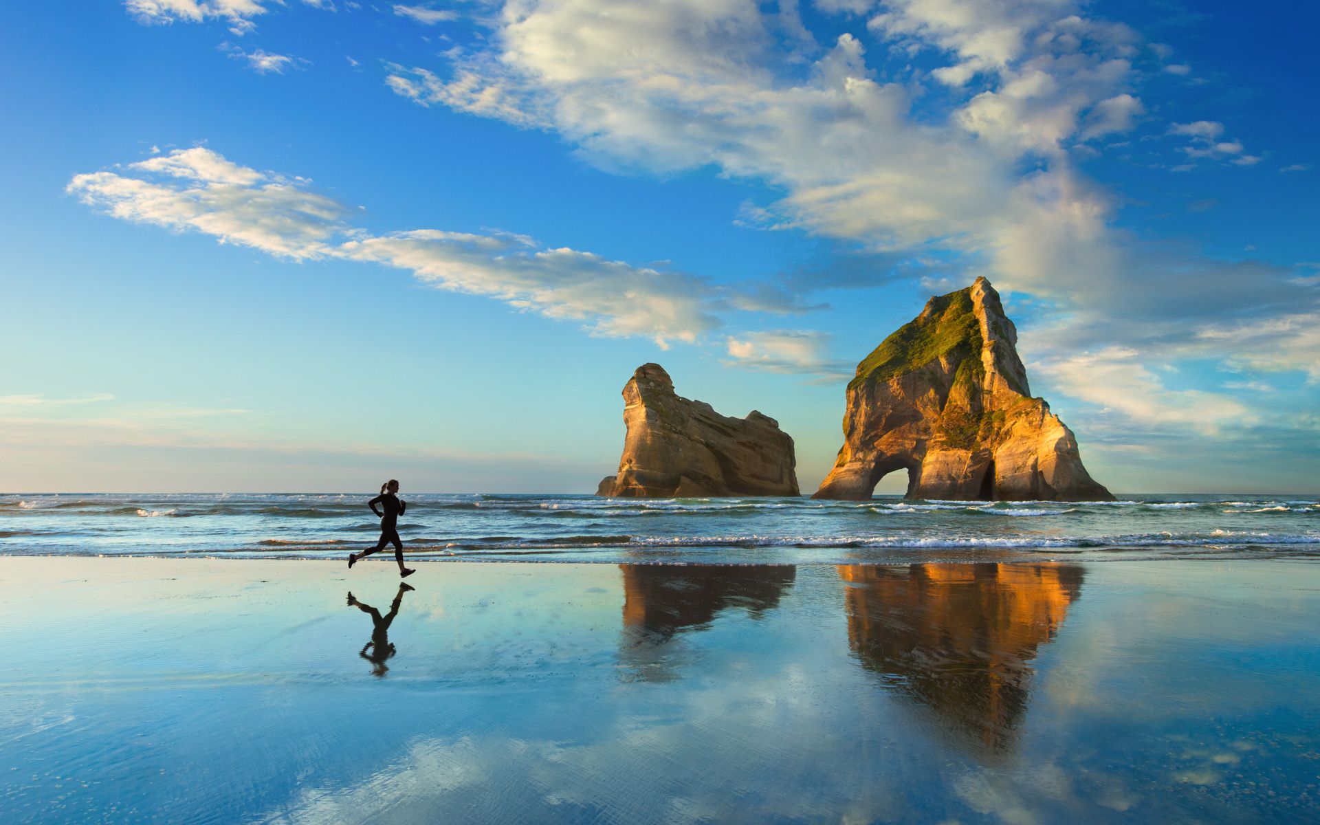 Person running on the beach