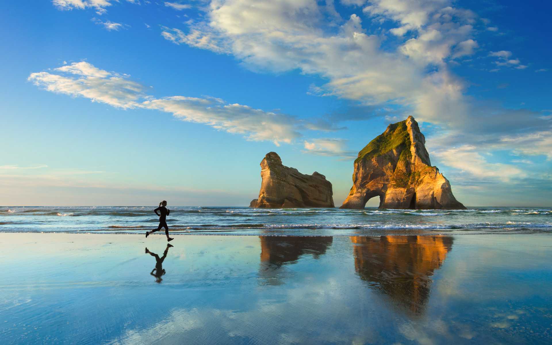 Person running on the beach