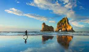 Person running on the beach