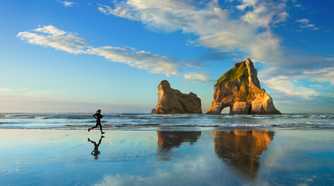 Person running on the beach