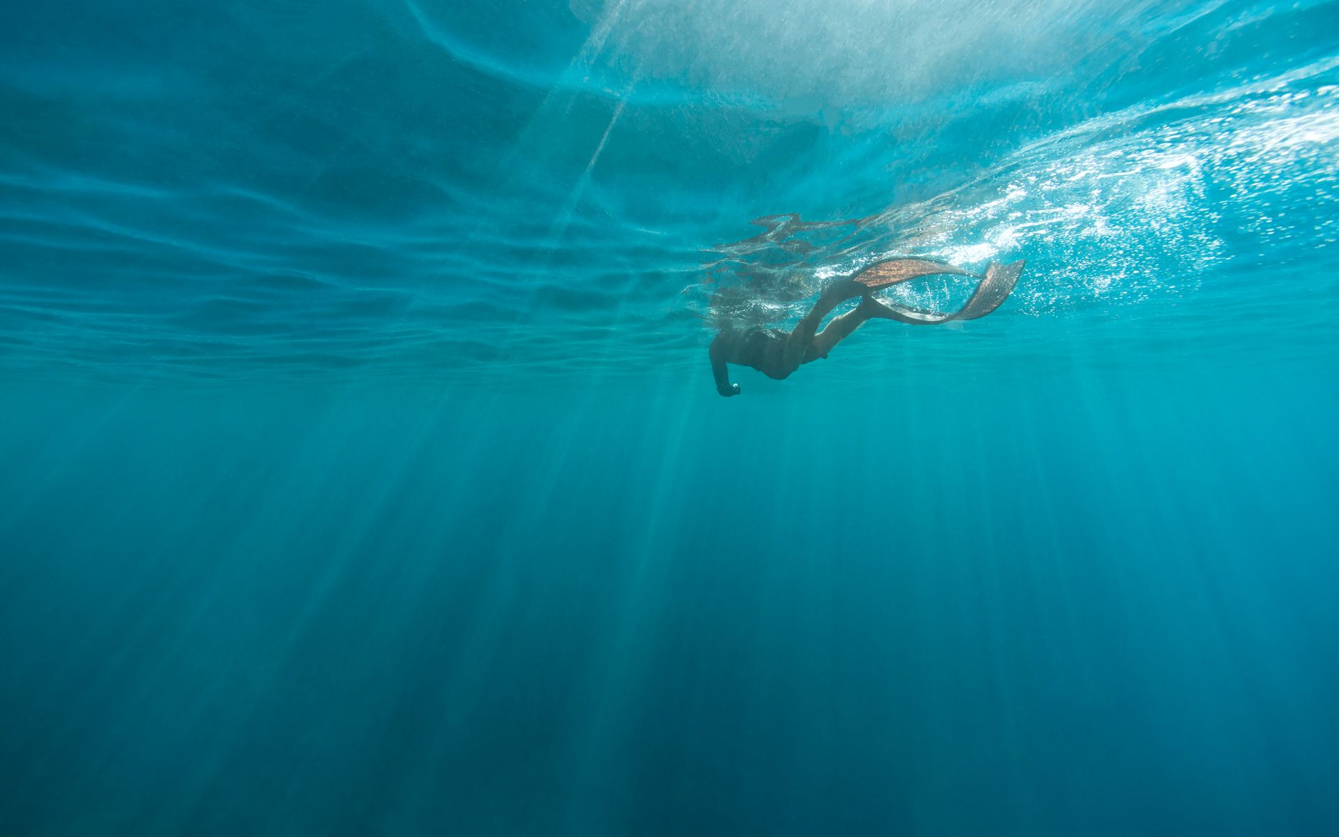 Underwater picture of a person swimming 